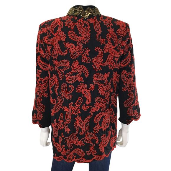 Chico's Jacket Paisley Embroidery Beaded Sequin Size S Petite Coachella Festival - Picture 10 of 16